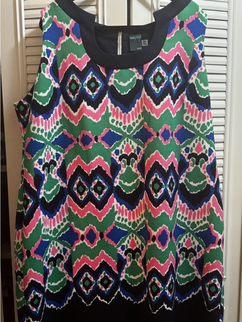 Gabby Skye Navy Dress with Multicolor Geometric Print